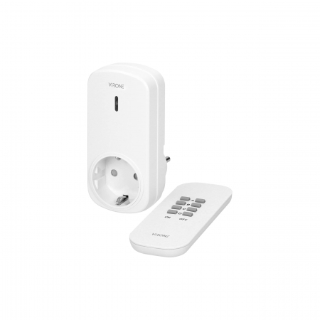 Prize, stechere & intrerupatoare - Priza wireless VIRONE RS-5(GS), 1000W, schuko, IP20, telecomanda, alb