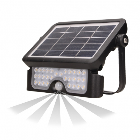 Senzori si detectoare - Proiector ADVITI LUX AD-SL-6108BLR4, incarcare solara, 3000mAh, 5W, LED SMD, senzor de miscare 120°, 500lm, IP65, 4000K, negru