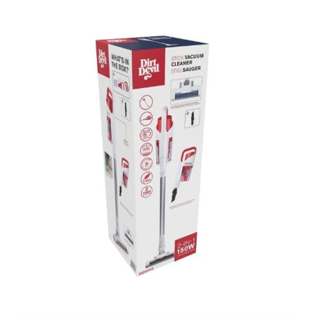 RESIGILAT Aspirator cu baterie 2in1 Dirt Devil DD9002, Putere 150w, portabil si cu maner, Include perie si duza combinate, durata de viata a bateriei pana la 30 de minute, 2 setari, Alb-Rosu [2]