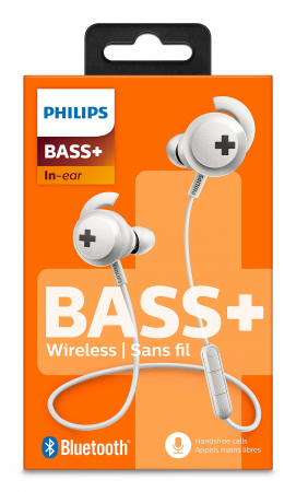 RESIGILAT Casti audio wireless Philips Bass+ SHB4305WT/00, Bluetooth v4.1, microfon incorporat, intraauriculare, ultracomode, controlul volumului, izolare fonica, Alb [3]