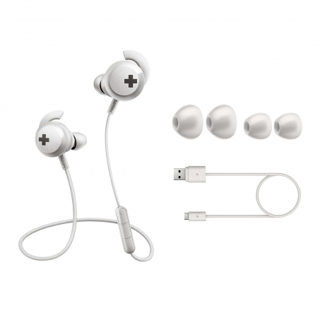 RESIGILATE - RESIGILAT Casti audio wireless Philips Bass+ SHB4305WT/00, Bluetooth v4.1, microfon incorporat, intraauriculare, ultracomode, controlul volumului, izolare fonica, Alb