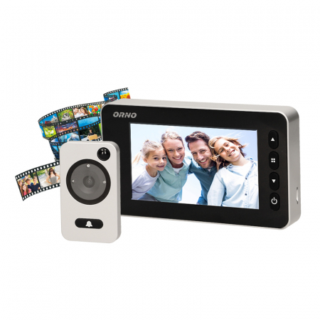 RESIGILATE - RESIGILAT Vizor electronic ORNO OR-WIZ-1106, LCD 4.3'', senzor de miscare, sonerie, functie de inregistrare, cititor de carduri SD, memorie, iluminare nocturna, negru/argintiu