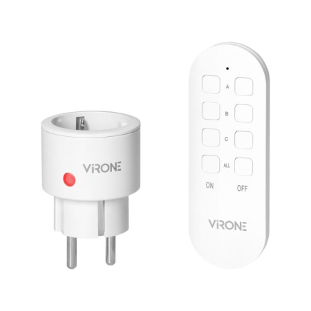 Electrice si Electronice - RESIGILAT Mini priza wireless VIRONE RS-10(GS), 2300W, schuko, IP20, telecomanda, alba