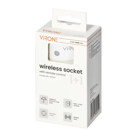 RESIGILAT Mini priza wireless VIRONE RS-10(GS), 2300W, schuko, IP20, telecomanda, alba [1]