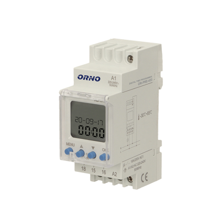 RESIGILAT Programator digital ORNO OR-PRE-433, 2300W, 16A, 52 de programe, montaj pe sina DIN TH-35, IP20, alb [2]