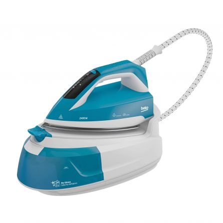 RESIGILATE - RESIGILAT Statie de calcat Beko SGA6124D, 2400 W, 200 g/min, 5.8 bar, 1000 l, talpa ceramica SteamXtra™, alb/albastru
