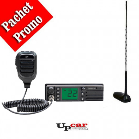Statii radio auto CB - Statie radio CB PNI Escort HP 9500 ASQ, 12V/24V, mufa de bricheta inclusa +  Antena CB PNI Extra 45 lungime 45 cm + Baza magnetica