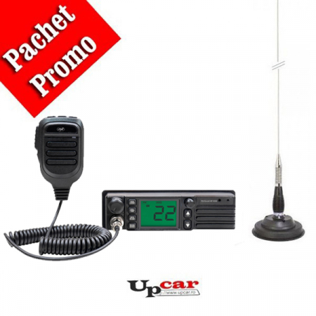 Statii radio auto CB - Statie radio CB PNI Escort HP 9500 ASQ, 12V/24V, mufa de bricheta inclusa + Antena CB PNI ML100 lungime 100cm + Baza magnetica