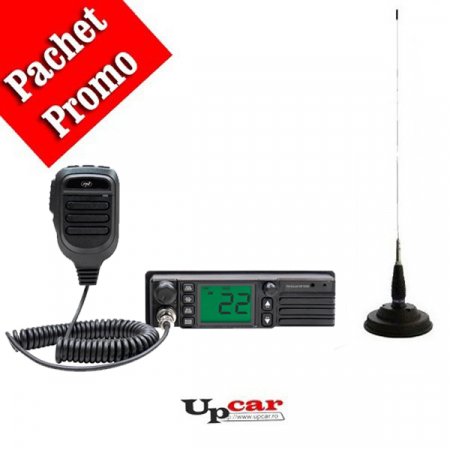 Statii radio auto CB - Statie radio CB PNI Escort HP 9500 ASQ, 12V/24V, mufa de bricheta inclusa + Antena CB PNI ML145 lungime 145cm + Baza magnetica