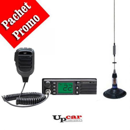 Statii radio auto CB - Statie radio CB PNI Escort HP 9500 ASQ, 12V/24V, mufa de bricheta inclusa + Antena CB PNI ML70 lungime 70cm + Baza magnetica
