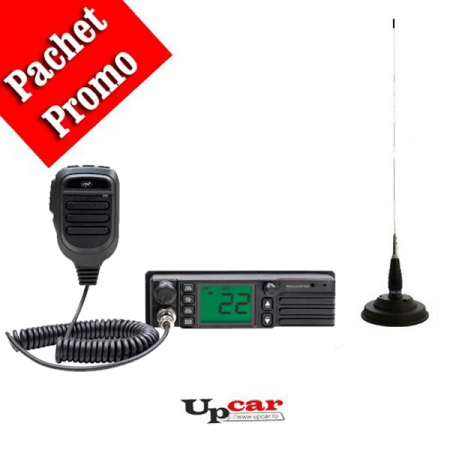 Statii radio auto CB - Statie radio CB PNI Escort HP 9500 ASQ, 12V/24V, mufa de bricheta inclusa + Antena radio CB PNI ML160 lungime 155cm + Baza magnetica