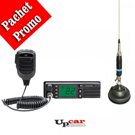 Statii radio auto CB - Statie radio CB PNI Escort HP 9500 ASQ, 12V/24V, mufa de bricheta inclusa + Antena radio CB PNI S9 lungime 120cm + Baza magnetica