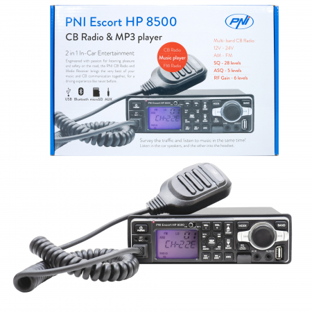 Statii radio auto CB - Statie radio CB si MP3 player PNI Escort HP 8500 ASQ include casti cu microfon