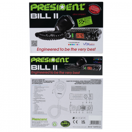 Statie radio CB President Bill II ASC, VOX, Roger Beep, Scan, 4W, 12V imbunatatita cu filtre zgomot NB, ANL si Hi-Cut [1]