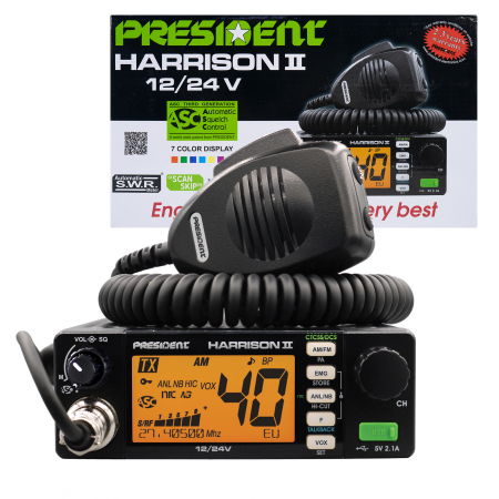 Statii radio auto CB - Statie radio CB President HARRISON II ASC AM/FM, VOX, NB, ANL, 12V/24V