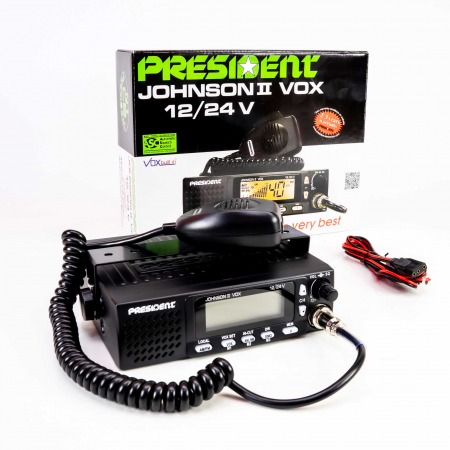 Statii radio auto CB - Statie radio CB President Johnson II ASC 12V-24V cu squelch automat si difuzor frontal