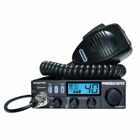 Statii radio auto CB - Statie radio CB President MARTIN ASC, Roger Beep, Scan, ANL Filter, 4W, 12V/24V cu display multicolor