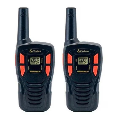 Statii radio walkie talkie - Set 2 statii walkie-talkie Cobra AM255, raza pana la 5 km, 16 canale, design robust, 6 acumulatori, cu antena incorporata nedetasabila