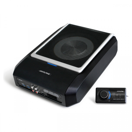 Subwoofere & boxe auto - Subwoofer auto activ Alpine PWD-X5, 20 cm, 165W RMS, cu procesor de sunet incorporat pe 4.1 canale, Bluetooth
