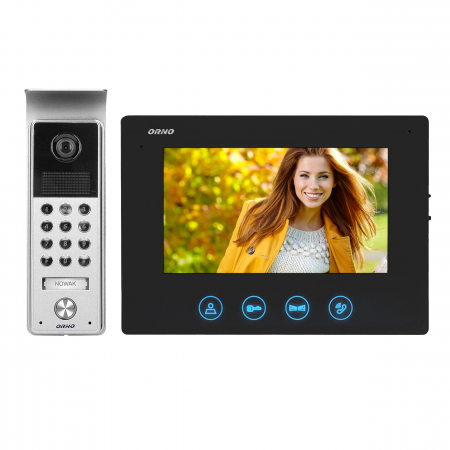 Control acces & accesorii - Videointerfon pentru o familie CERES ORNO OR-VID-ME-1056/B, color, monitor ultra-plat LCD 7", control automat al portilor, 16 sonerii, infrarosu, tastatura numerica, negru/gri