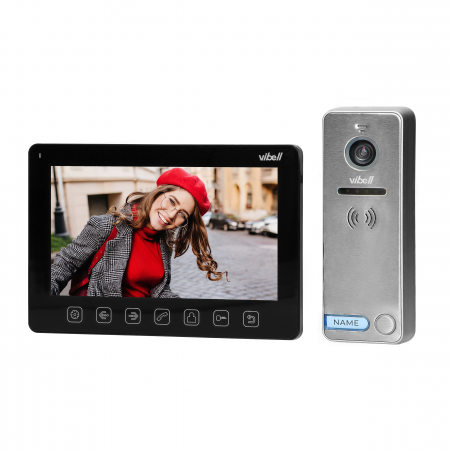 Control acces & accesorii - Videointerfon pentru o familie Vibell NOVEO ORNO OR-VID-EX-1057/B, color, monitor plat LCD 7", control automat al portilor, functie intercom, 12 sonerii, IP65, negru/gri