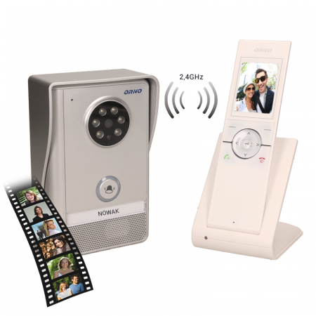 Control acces & accesorii - Videointerfon SEMIS MEMO ORNO OR-VID-XE-1051/W, color, wireless, display LCD 2.4 ", 3 sonerii, iluminare noaptea, alb