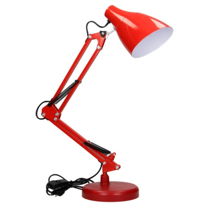 RESIGILAT Lampa de birou VIRONE DIAN DL-1 R, E27, 60 W, 3 articulatii mobile, cablu 110 cm cu comutator, otel, rosu