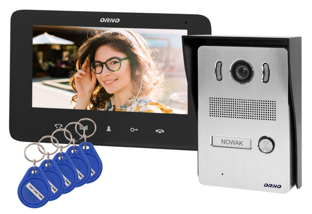 Videointerfon pentru o familie INDI N ORNO OR-VID-VP-1069 B, color, monitor ultra-plat LCD 7 , control automat al portilor, 16 sonerii, functie