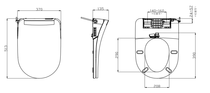 Capac WC smart cu functie bideu si telecomanda, forma rotunjita [8]