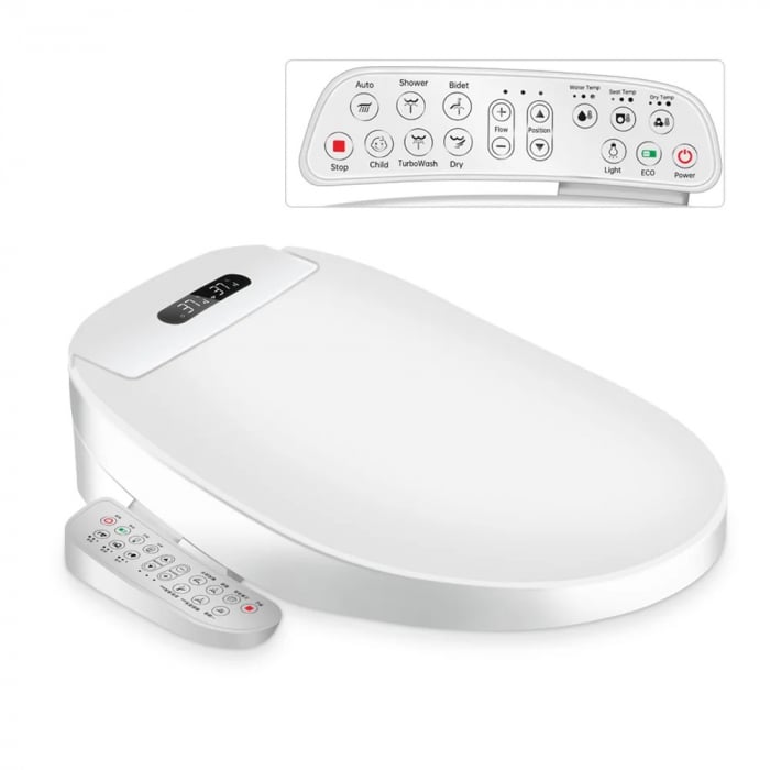 Capac WC cu functie bideu (L), functii de uscare, lumina UV, actionare din consola, model lung 49-55 cm [3]