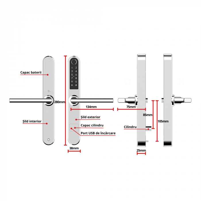 Incuietoare smart usa termopan interior/exterior pe negru [5]
