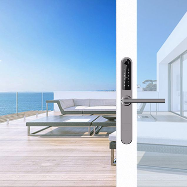 Yala smart pentru usi termopan PVC interior/exterior, gri antracit, deschidere cu amprenta, cod, card, bluetooth, wi-fi, cheie, aplicatie TTLock [7]