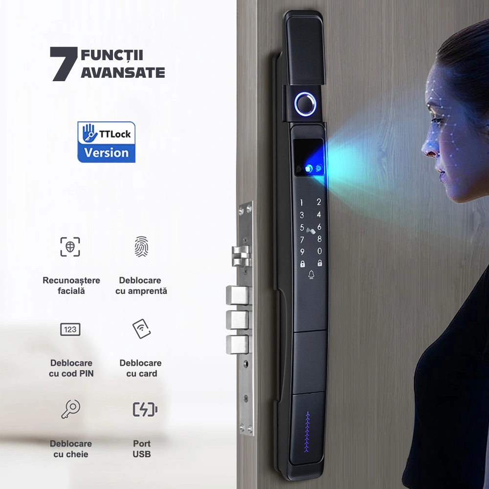 Yala smart cu recunoaștere facială 3D, Wi-Fi și control din aplicatia TTLock, compatibila cu uși termopan [5]