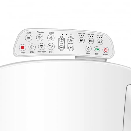 Capac WC cu functie bideu (L), functii de uscare, lumina UV, actionare din consola, model lung 49-55 cm [1]