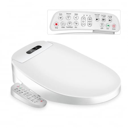 Capac WC cu functie bideu (L), functii de uscare, lumina UV, actionare din consola, model lung 49-55 cm [2]