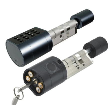 Incuietoare smart cilindru negru TTLock, usi 35-90 mm, acces amprenta, cod, card [1]
