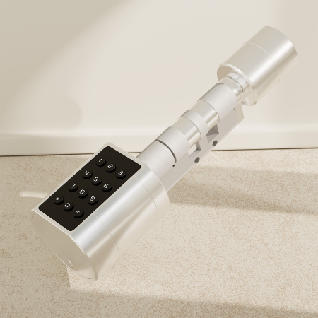 Yala smart TTLock tip cilindru, usi 35-90 mm cu acces amprenta, cod, card, argintiu [5]