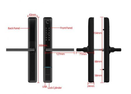 Incuietoare inteligenta neagra pentru usi din termopan, aluminiu, pvc, lemn, metalice [1]