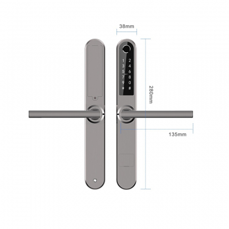 Yala smart pentru usi termopan PVC interior/exterior, gri antracit, deschidere cu amprenta, cod, card, bluetooth, wi-fi, cheie, aplicatie TTLock [1]