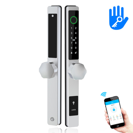 Incuietori inteligente - Yala smart ultraslim cu maner rotund pentru usi termopan, control TTLock, argintiu