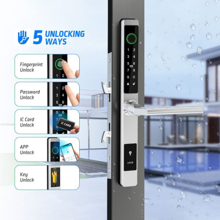 Yala smart ultraslim pentru usi termopan, control TTLock, argintiu [4]