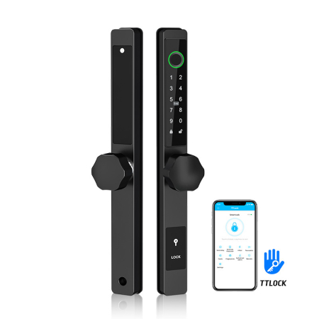 Incuietori inteligente - Yala smart ultraslim cu maner rotund pentru usi termopan, control TTLock, negru