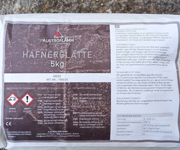 Glet termorezistent pentru finisaj sobe, seminee, cuptoare Austroflamm Hafnerglätte - 5 kg [3]