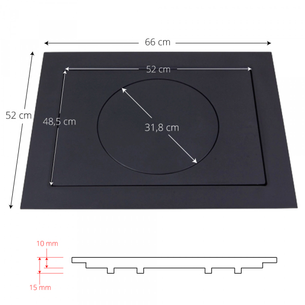 Plita din fonta KT6653 pentru soba de gatit cu dimensiunile 66 x 52 cm [2]