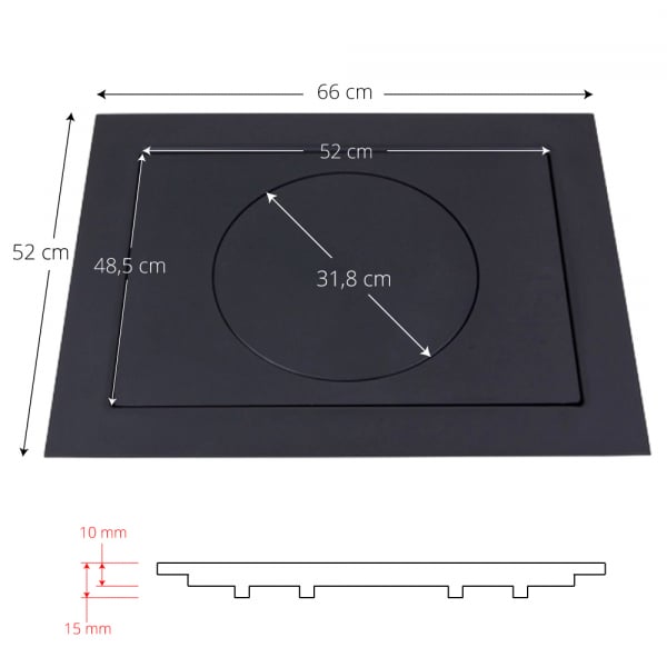 Plita din fonta KT6653R pentru soba de gatit cu dimensiunile 66 x 52 cm, cu bara inox [2]
