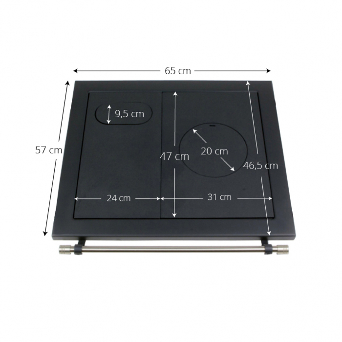 Plita din fonta KT6758R pentru soba de gatit cu dimensiunile 65 x 57 cm, prevazuta cu bara inox [2]