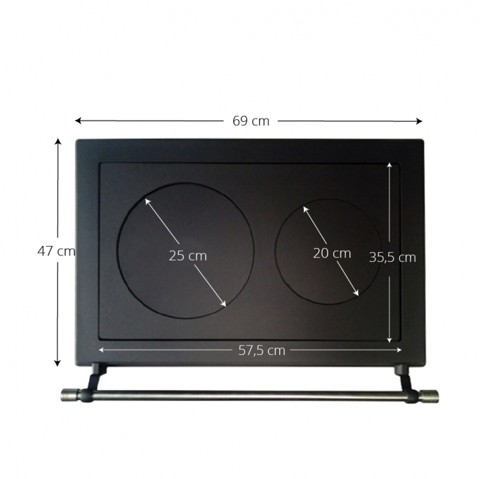 Plita din fonta KT7046R pentru soba de gatit cu dimensiunile 70 x 46 cm, prevazuta cu bara inox [2]