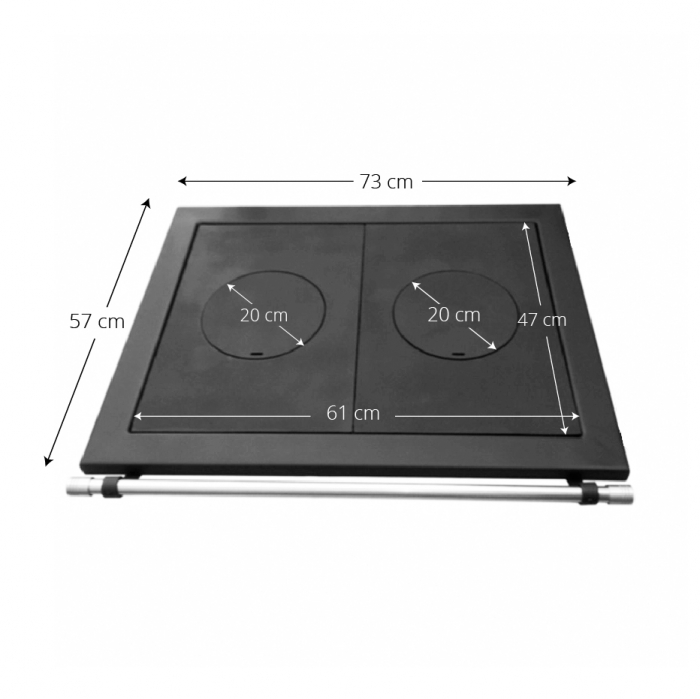 Plita din fonta KT7458R pentru soba de gatit cu dimensiunile 74 x 58 cm, prevazuta cu bara inox [2]