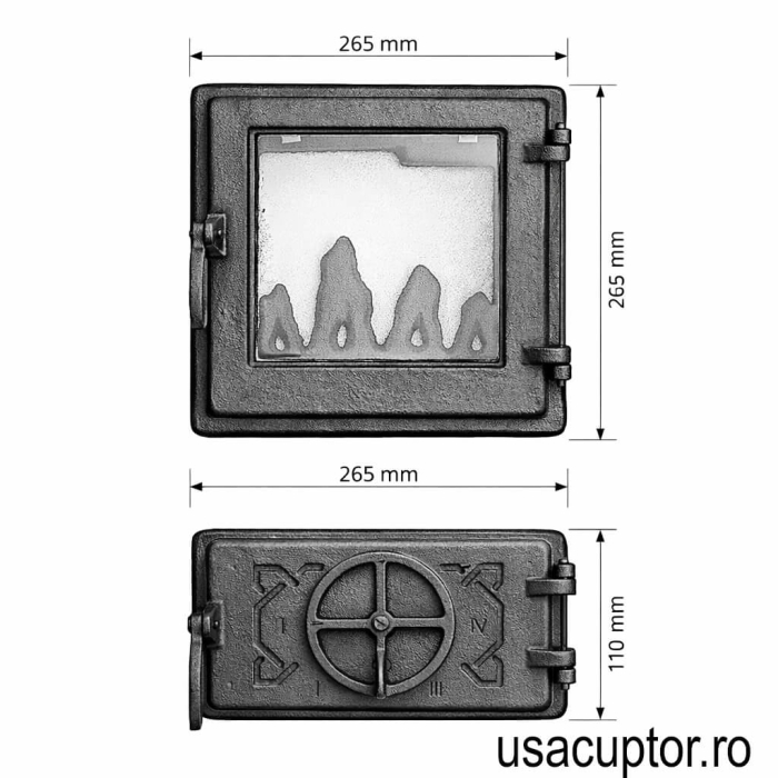 Set ușă sobă din fontă NEO cu cenusar – sobe mici, închidere etanșă [7]