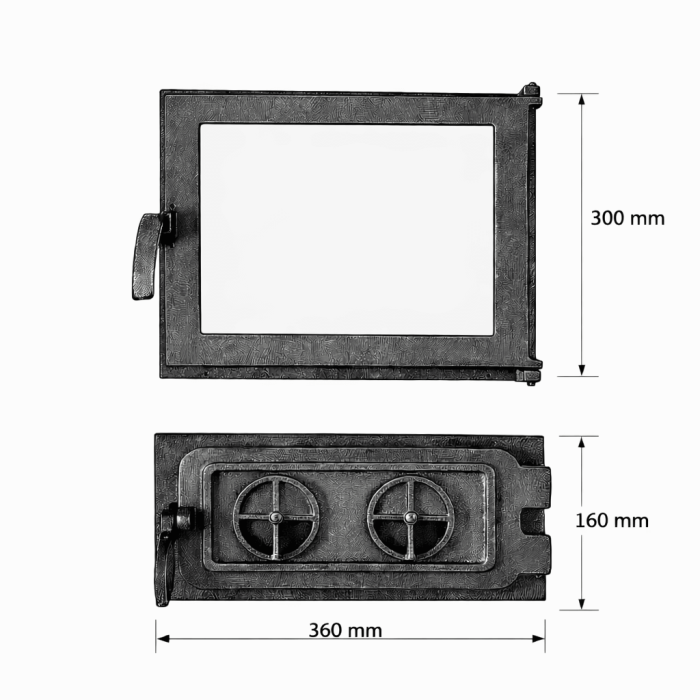 Set ușă sobă + ușă cenușar K3630-SET – din fontă etanșă, cu admisie de aer, pentru sobe de teracotă [4]